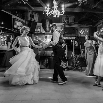 Carin and Koty Look so cute getting  jiggy with it at “ The Crib!” Love this couple and their awesome 1920s styled wedding in Key Largo Florida. 